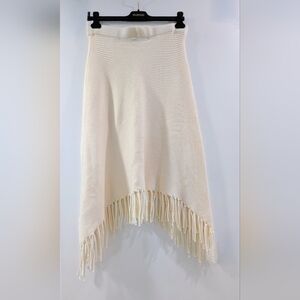 Bailey Cream Fringe A-Line Knit Ribbed Skirt